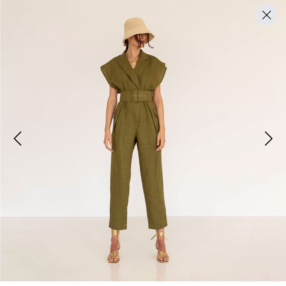 Army Utility Jumpsuit by MOOS studio Size 38 Linen Olive Green